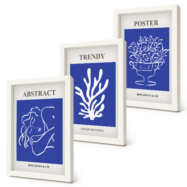 Billedvæg Stilfulde blå plakater af Henri Matisse