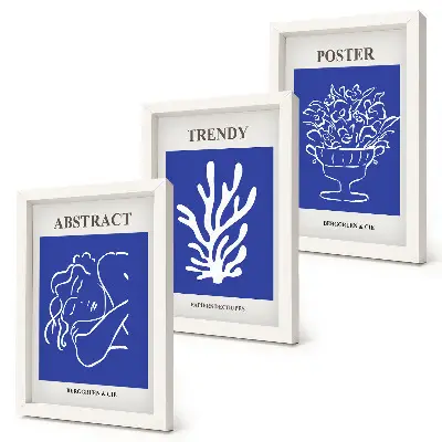 Billedvæg med stilfulde blå Henri Matisse plakater