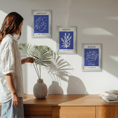 Billedvæg Stilfulde blå plakater af Henri Matisse