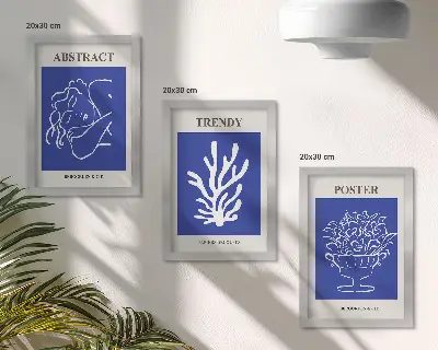 Billedvæg med stilfulde blå Henri Matisse plakater