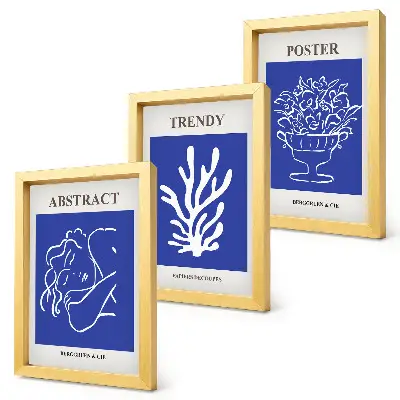 Billedvæg med stilfulde blå Henri Matisse plakater