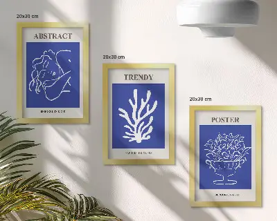 Billedvæg med stilfulde blå Henri Matisse plakater