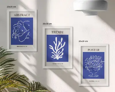 Billedvæg med stilfulde blå Henri Matisse plakater