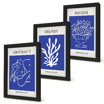 Billedvæg med stilfulde blå Henri Matisse plakater