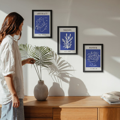 Billedvæg Stilfulde blå plakater af Henri Matisse