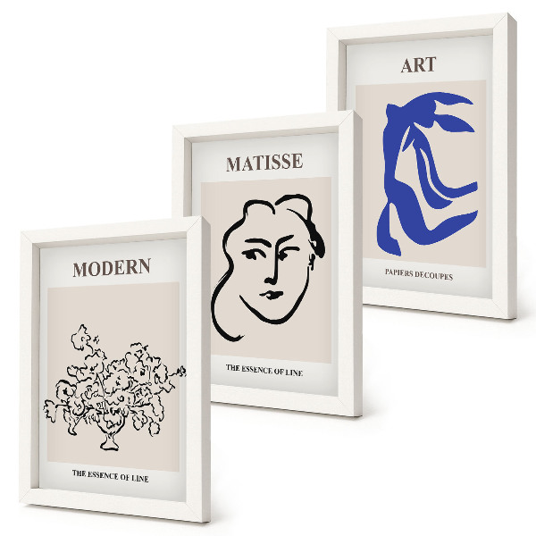 Pakke med billeder og rammer Abstrakte plakater i minimalistisk stil af Henri Matisse