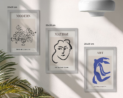 Pakke med billeder og rammer Abstrakte plakater i minimalistisk stil af Henri Matisse