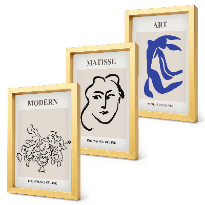 Pakke med billeder og rammer Abstrakte plakater i minimalistisk stil af Henri Matisse
