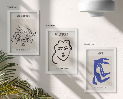 Pakke med billeder og rammer Abstrakte plakater i minimalistisk stil af Henri Matisse