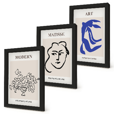Pakke med billeder og rammer Abstrakte plakater i minimalistisk stil af Henri Matisse