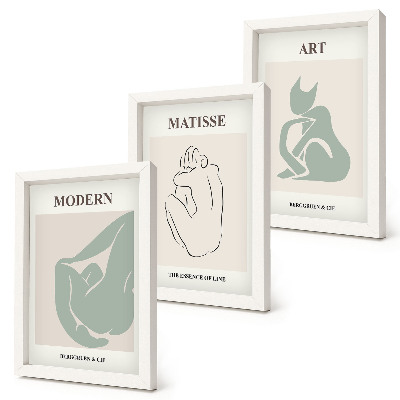 Pakke med billeder og rammer Abstrakte figurer i pastelfarver af Henri Matisse
