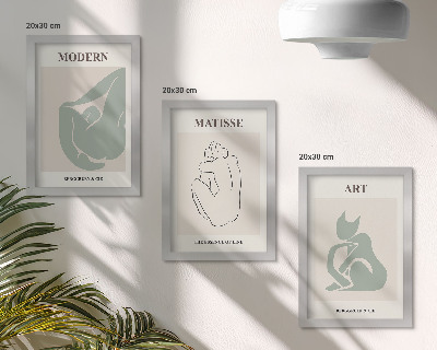 Pakke med billeder og rammer Abstrakte figurer i pastelfarver af Henri Matisse