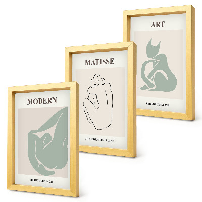 Pakke med billeder og rammer Abstrakte figurer i pastelfarver af Henri Matisse