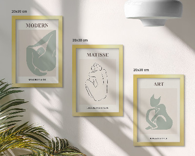 Pakke med billeder og rammer Abstrakte figurer i pastelfarver af Henri Matisse