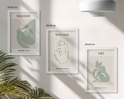 Pakke med billeder og rammer Abstrakte figurer i pastelfarver af Henri Matisse