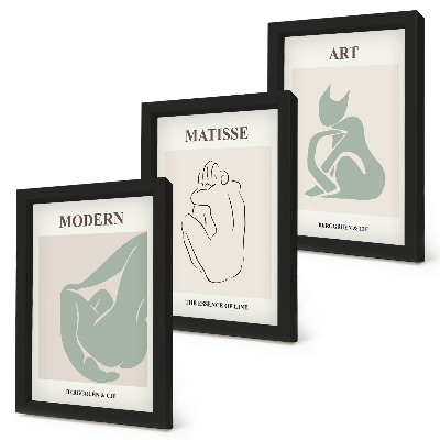 Pakke med billeder og rammer Abstrakte figurer i pastelfarver af Henri Matisse