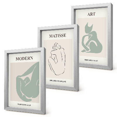 Pakke med billeder og rammer Abstrakte figurer i pastelfarver af Henri Matisse