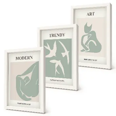 Billedvæg med Henri Matisse abstrakte figurer i dæmpede farver