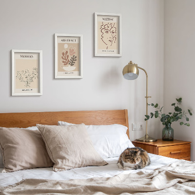Pakke med billeder og rammer Plantemotiver og linjer i moderne stil