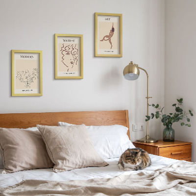 Pakke med billeder og rammer Stilfuld grafik med blomster, ansigter og menneskefigurer
