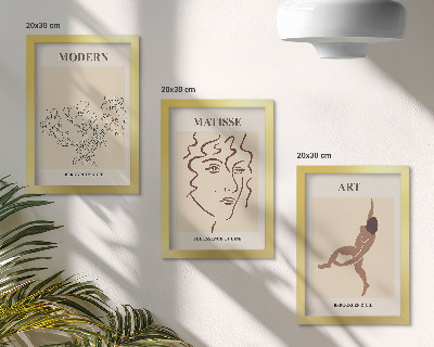 Pakke med billeder og rammer Stilfuld grafik med blomster, ansigter og menneskefigurer