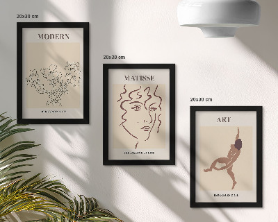 Pakke med billeder og rammer Stilfuld grafik med blomster, ansigter og menneskefigurer