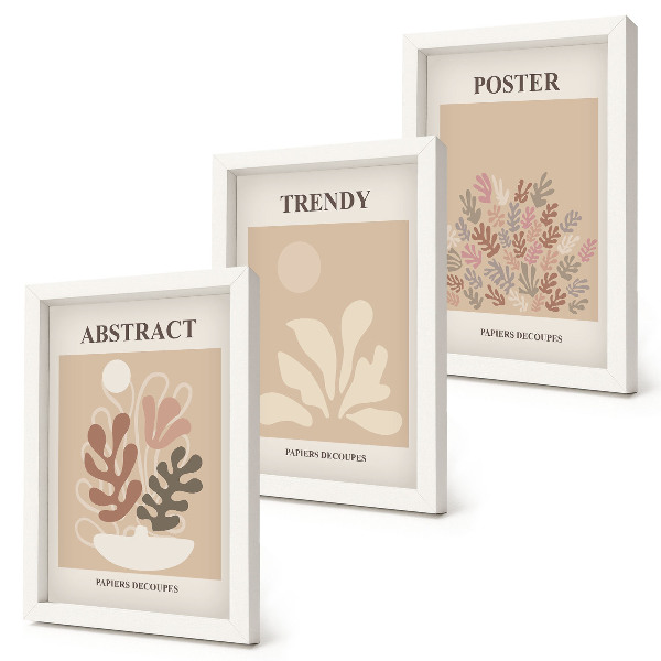 Billedvæg Plantemotiver i beige og brune nuancer plakater