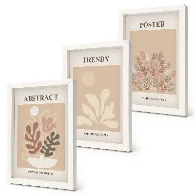 Billedvæg plakater med plantemotiver i beige og brune nuancer