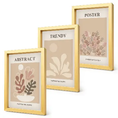 Billedvæg plakater med plantemotiver i beige og brune nuancer