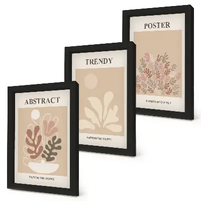 Billedvæg plakater med plantemotiver i beige og brune nuancer