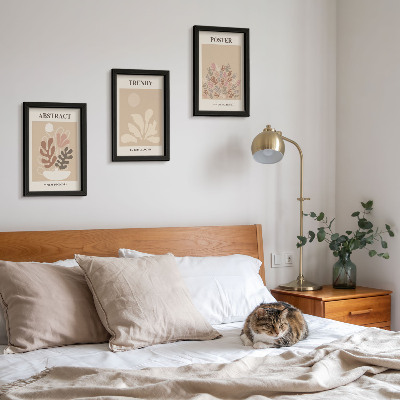 Billedvæg Plantemotiver i beige og brune nuancer plakater