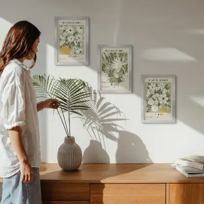 Moderne billedsæt med blomsterplakatdesign af London, Tokyo og Dublin