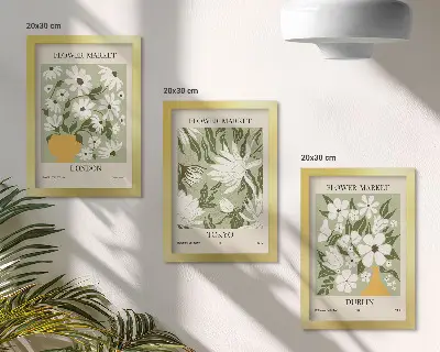 Moderne billedsæt med blomsterplakatdesign af London, Tokyo og Dublin