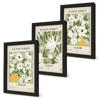 Moderne billedsæt Blomsterplakatdesign London Tokyo Dublin