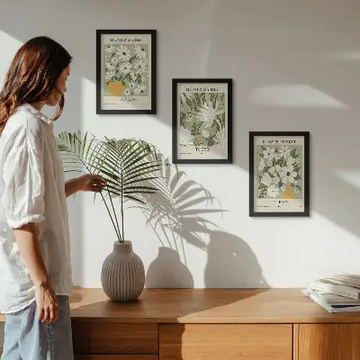 Moderne billedsæt med blomsterplakatdesign af London, Tokyo og Dublin