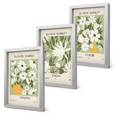 Moderne billedsæt Blomsterplakatdesign London Tokyo Dublin