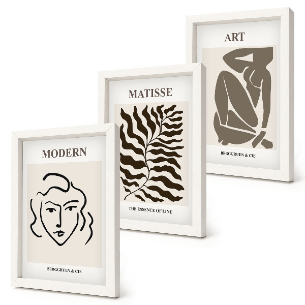 Moderne billedsæt Stilfuld grafik med linjer og figurer i neutrale farver