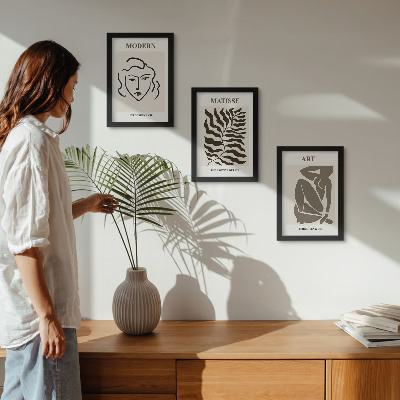 Moderne billedsæt Stilfuld grafik med linjer og figurer i neutrale farver