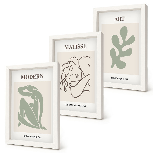 Pakke med billeder og rammer Stilfulde figurer og planter i et minimalistisk design