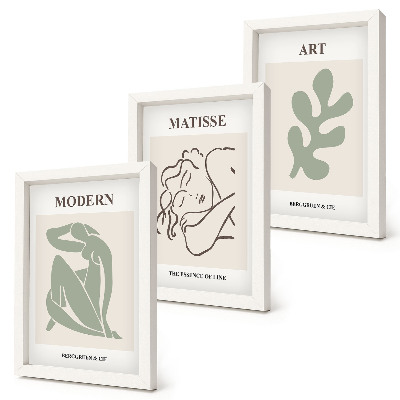 Pakke med billeder og rammer Stilfulde figurer og planter i et minimalistisk design