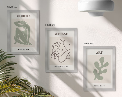 Pakke med billeder og rammer Stilfulde figurer og planter i et minimalistisk design