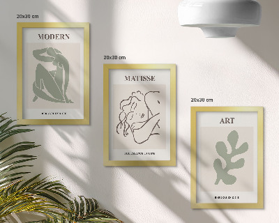 Pakke med billeder og rammer Stilfulde figurer og planter i et minimalistisk design