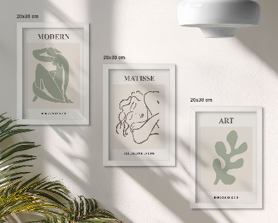 Pakke med billeder og rammer Stilfulde figurer og planter i et minimalistisk design