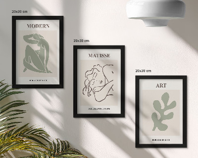 Pakke med billeder og rammer Stilfulde figurer og planter i et minimalistisk design