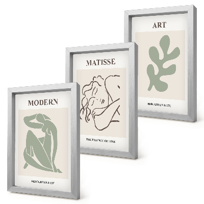 Pakke med billeder og rammer Stilfulde figurer og planter i et minimalistisk design
