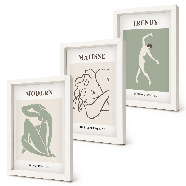 Pakke med billeder og rammer Stilfulde figurer i minimalistiske former og farver