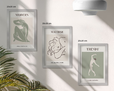 Pakke med billeder og rammer Stilfulde figurer i minimalistiske former og farver
