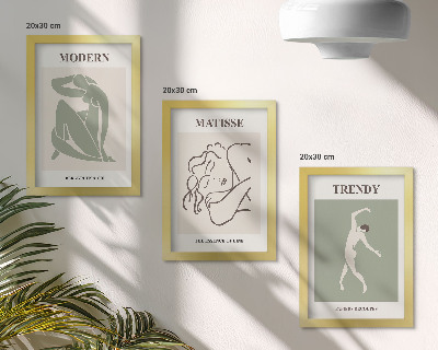 Pakke med billeder og rammer Stilfulde figurer i minimalistiske former og farver