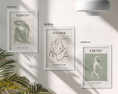 Pakke med billeder og rammer Stilfulde figurer i minimalistiske former og farver