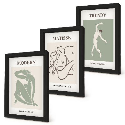 Pakke med billeder og rammer Stilfulde figurer i minimalistiske former og farver